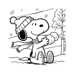 Desenho do Snoopy em um Dia de Neve para Colorir