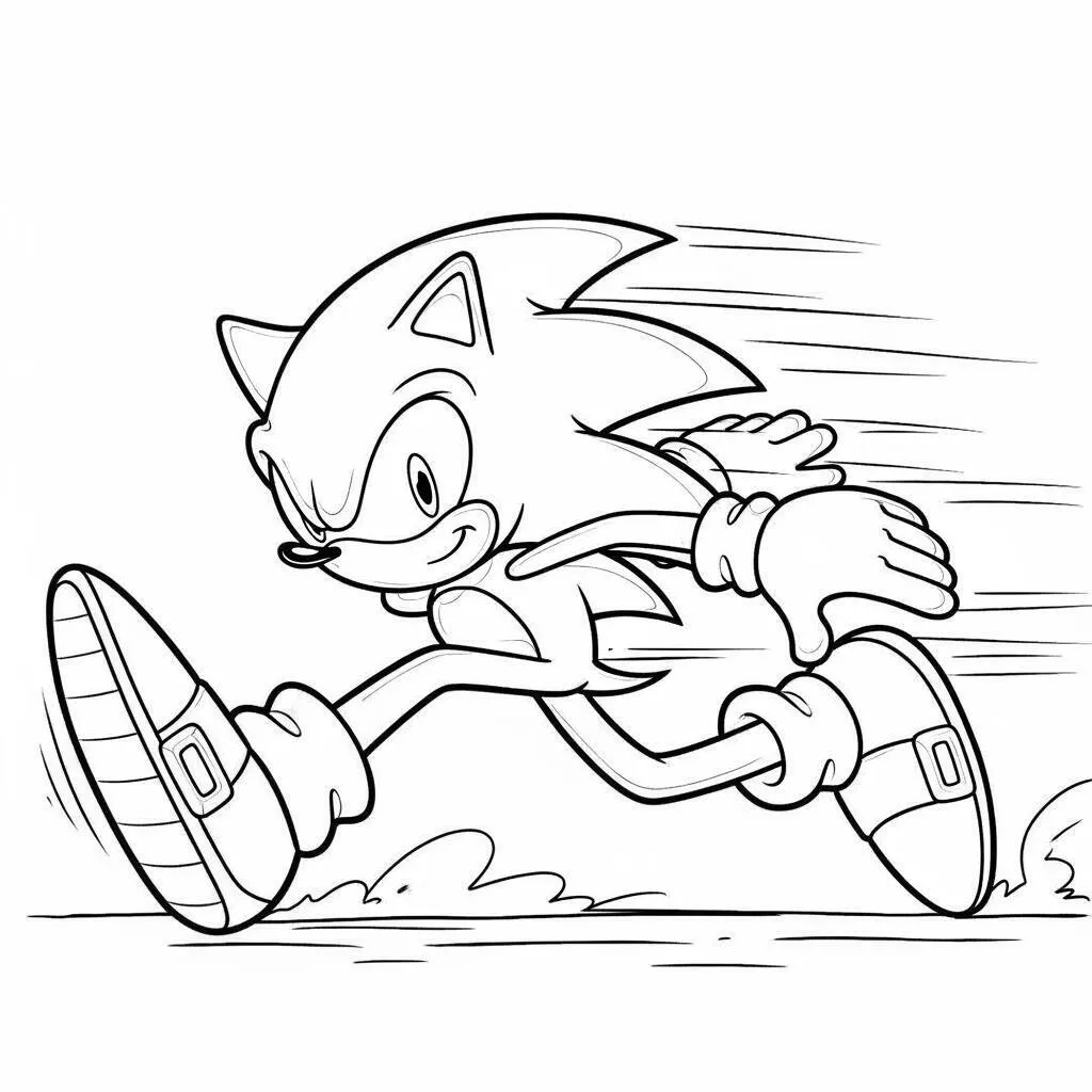 Desenho do Sonic Correndo para Colorir
