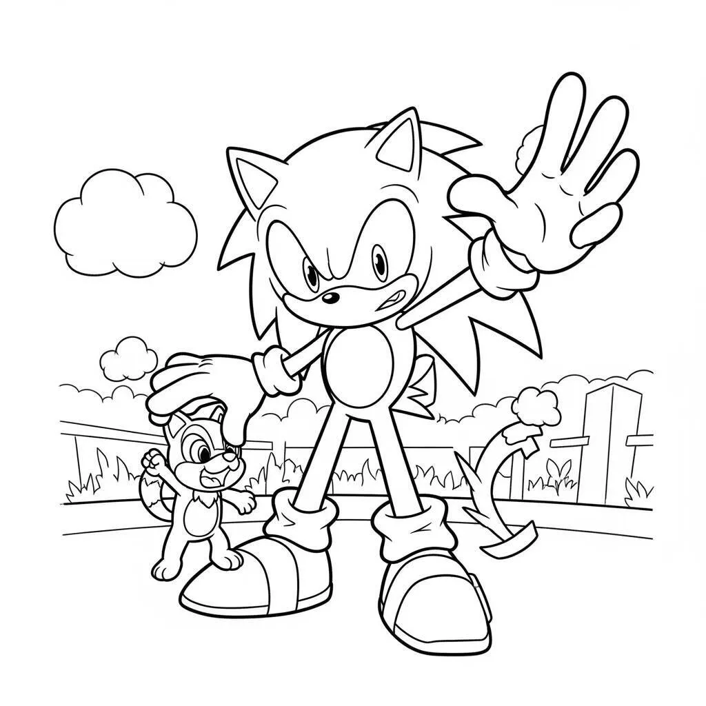 Desenho do Sonic Salvando o Dia para Colorir
