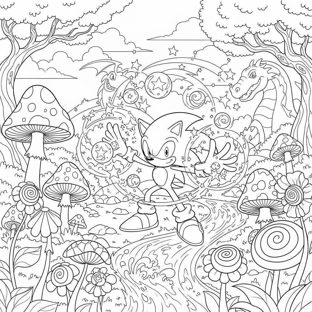 Desenho do Sonic e a Magia para Colorir