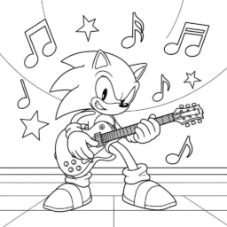 Desenho do Sonic e a Música para Colorir