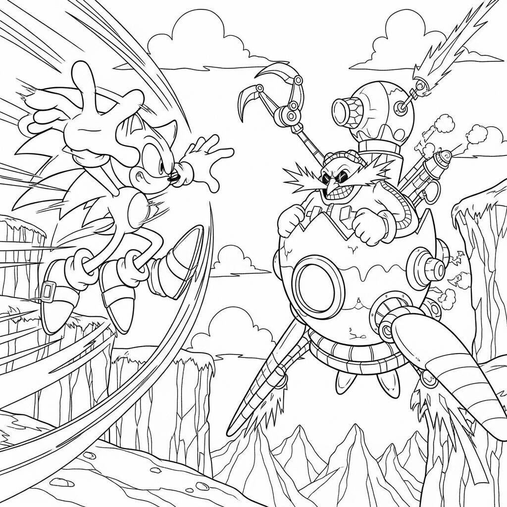 Desenho do Sonic e do Dr. Eggman para Colorir
