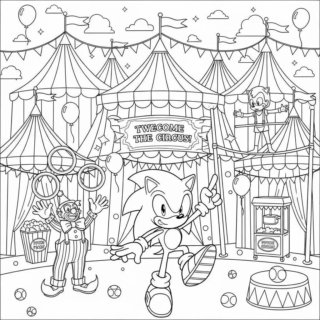 Desenho-do-Sonic-e-o-Circo-para-Colorir Desenho do Sonic e o Circo para Colorir