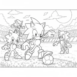 Desenho do Sonic e o Jogo de Futebol para Colorir