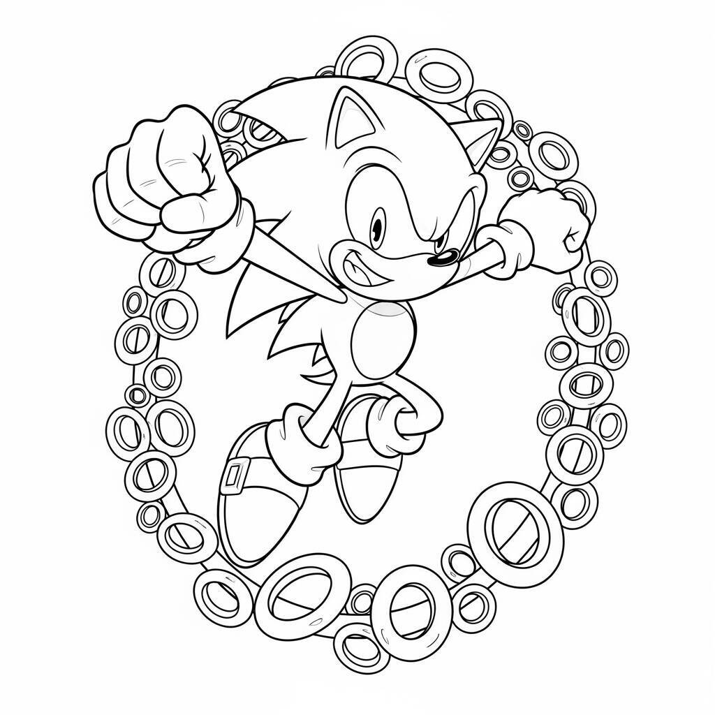 Desenho do Sonic e os Anéis para Colorir