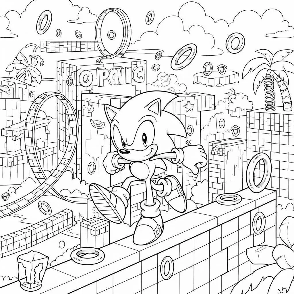 Desenho-do-Sonic-em-Aventura-para-Colorir Desenho do Sonic em Aventura para Colorir