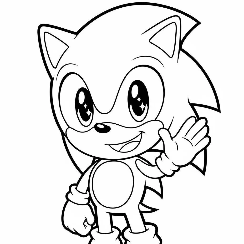 Desenho do Sonic em Estilo Kawaii para Colorir
