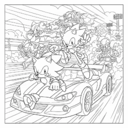 Desenho do Sonic em uma Corrida para Colorir