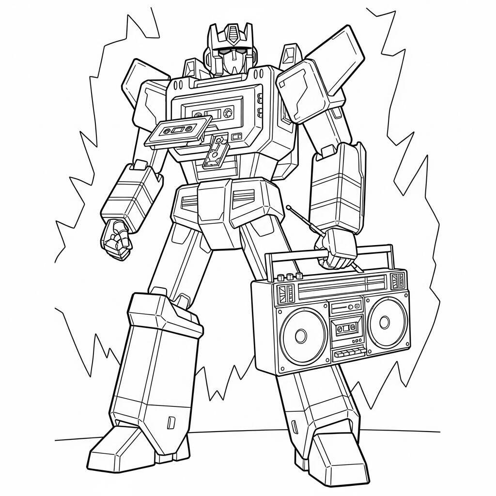 Coloriage Soundwave avec sa radio