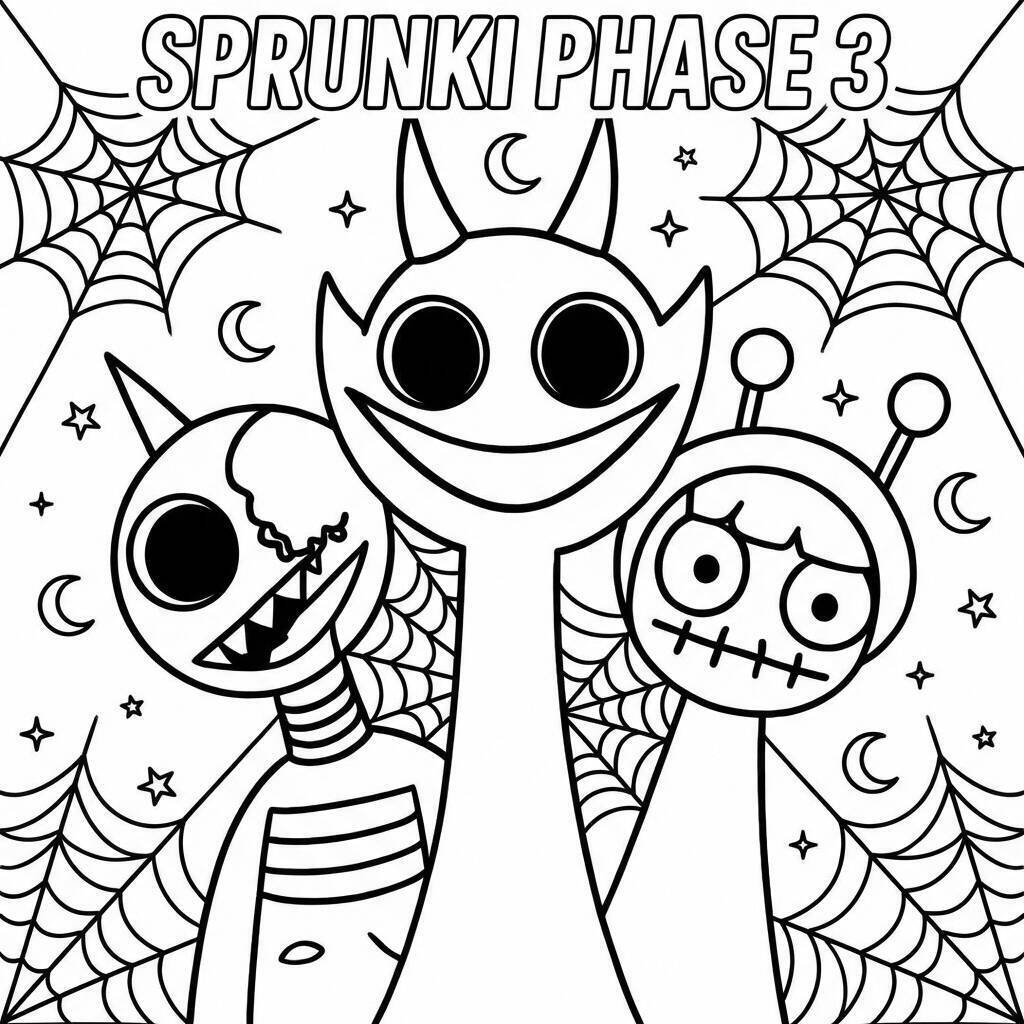 Desenho do Sprunki Fase 3 para colorir