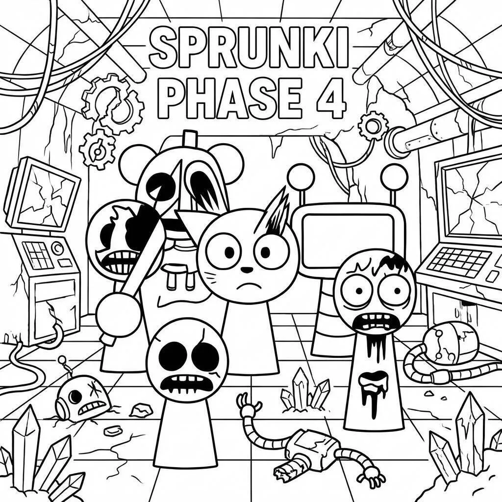Desenho do Sprunki Fase 4 para colorir