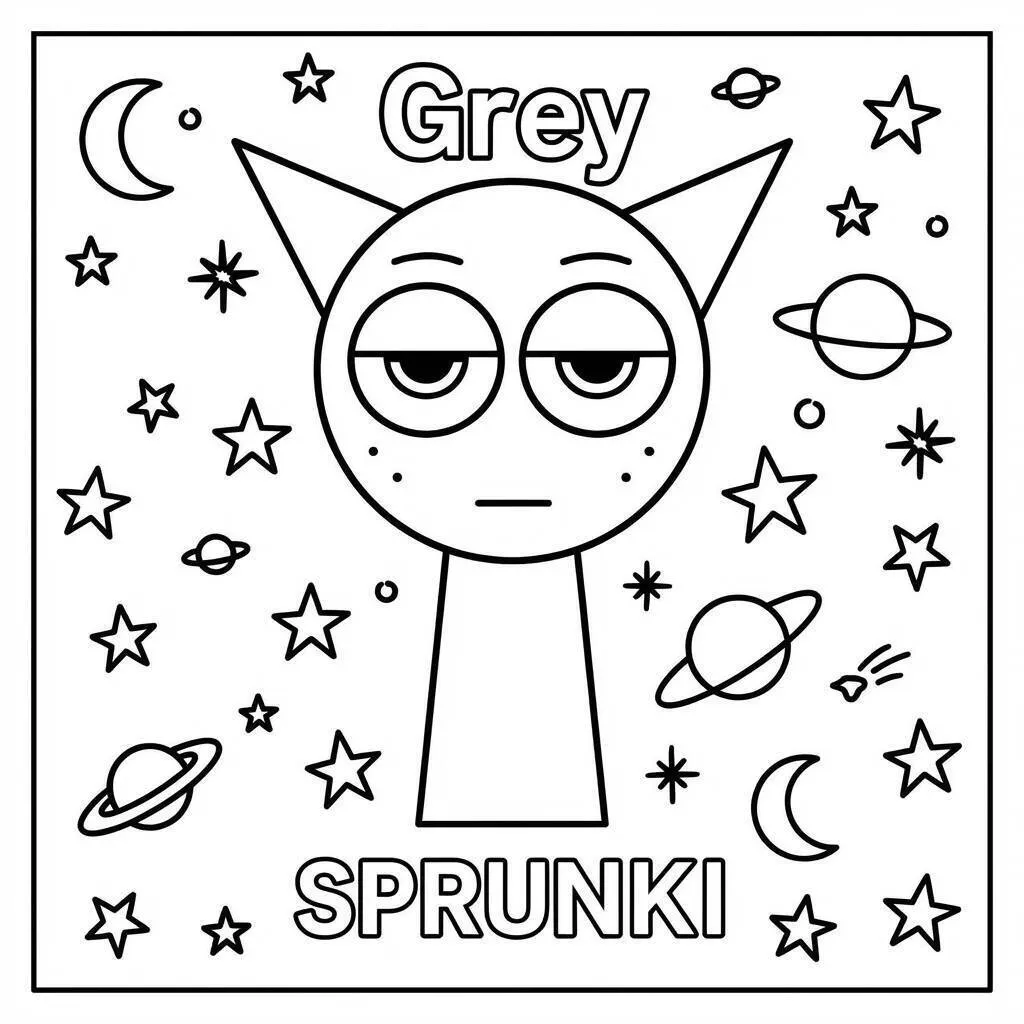 Desenho do Sprunki Grey para colorir Desenho do Sprunki Grey para colorir