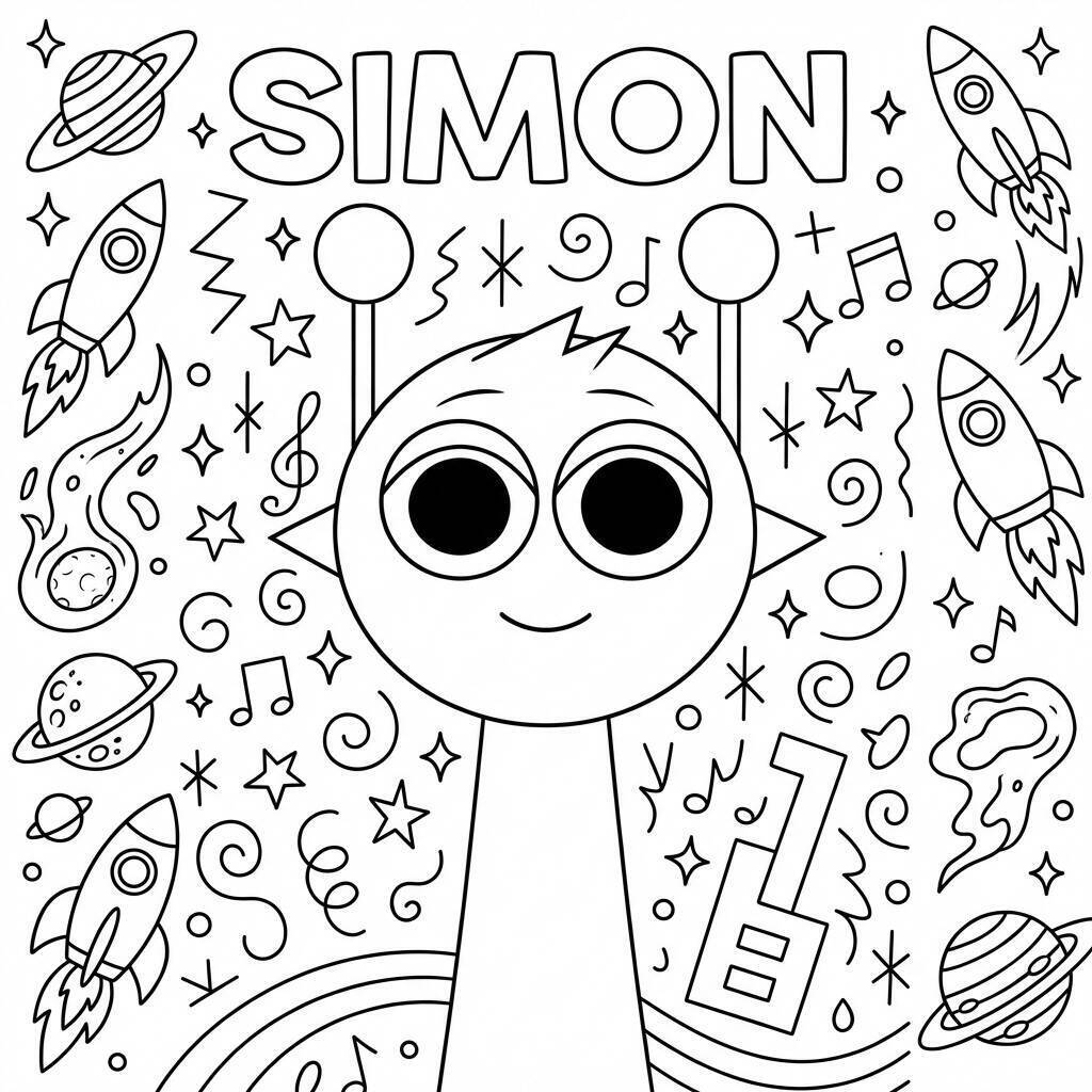 Desenho do Sprunki Simon para colorir