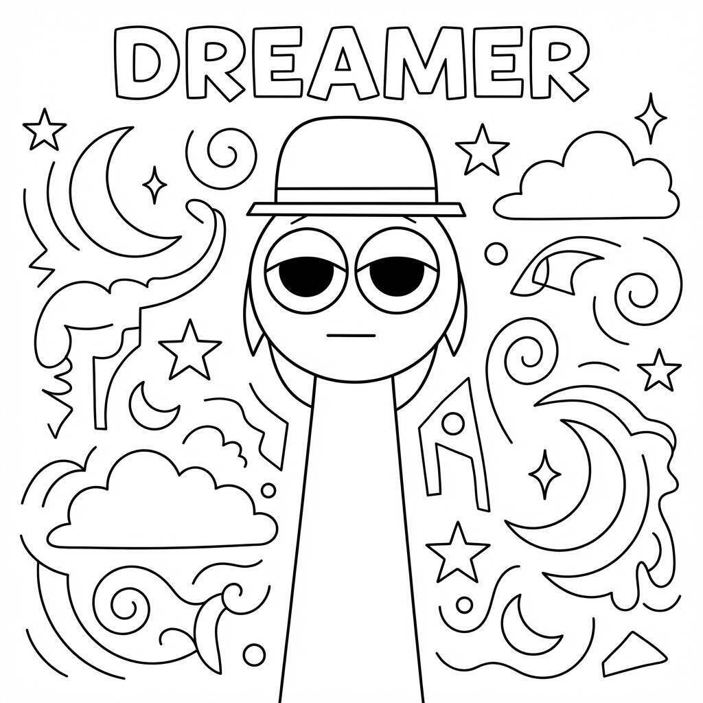 Desenho do Sprunki Sonhador para colorir