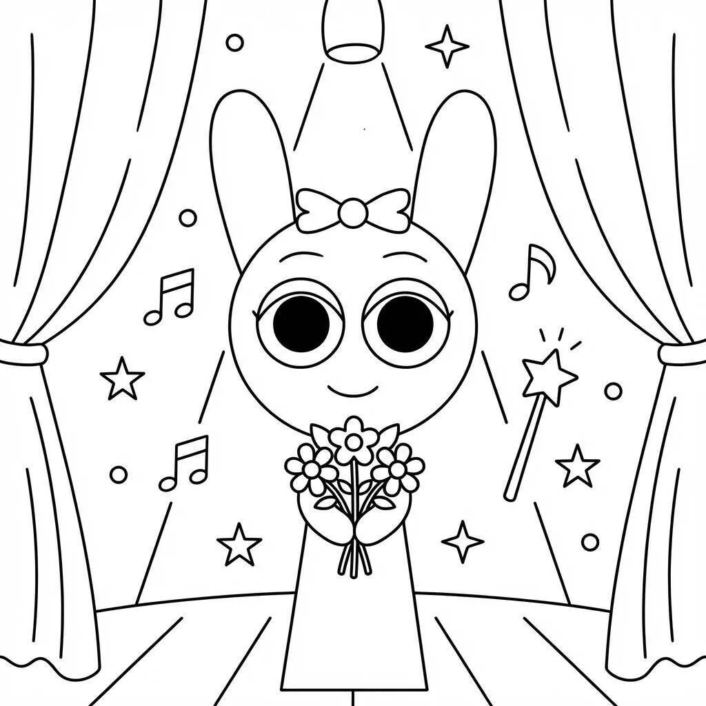 Desenho do Sprunki com flores para colorir