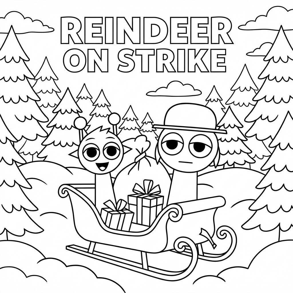 Desenho do Sprunki em greve para colorir