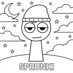 Desenho do Sprunki na noite estrelada para colorir