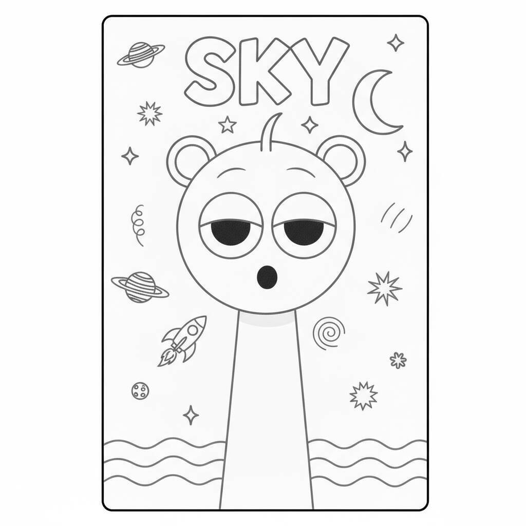 Desenho do Sprunki no espaço para colorir