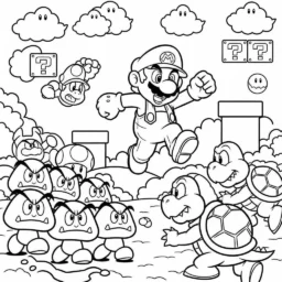 Desenho do Super Mario e os Inimigos para Colorir