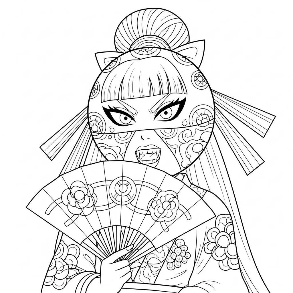 Desenho-do-Temari-em-Estilo-Detalhado-para-Colorir Desenho do Temari em Estilo Detalhado para Colorir