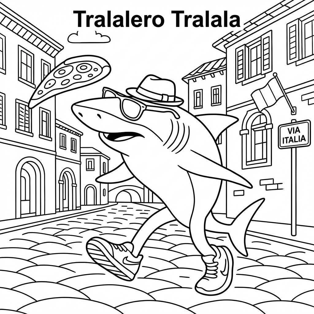 Desenho do Tralalero Tralala para colorir