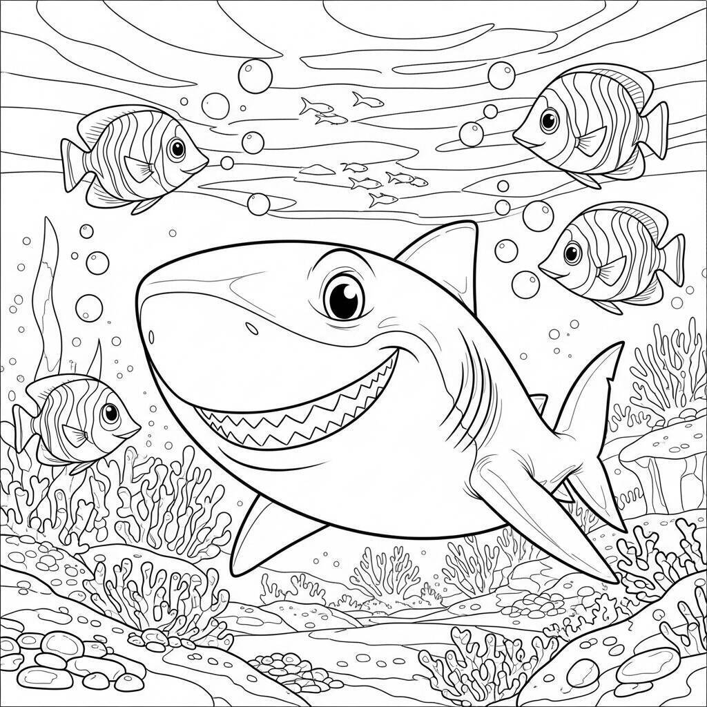 Pagina da colorare di Bruce Shark