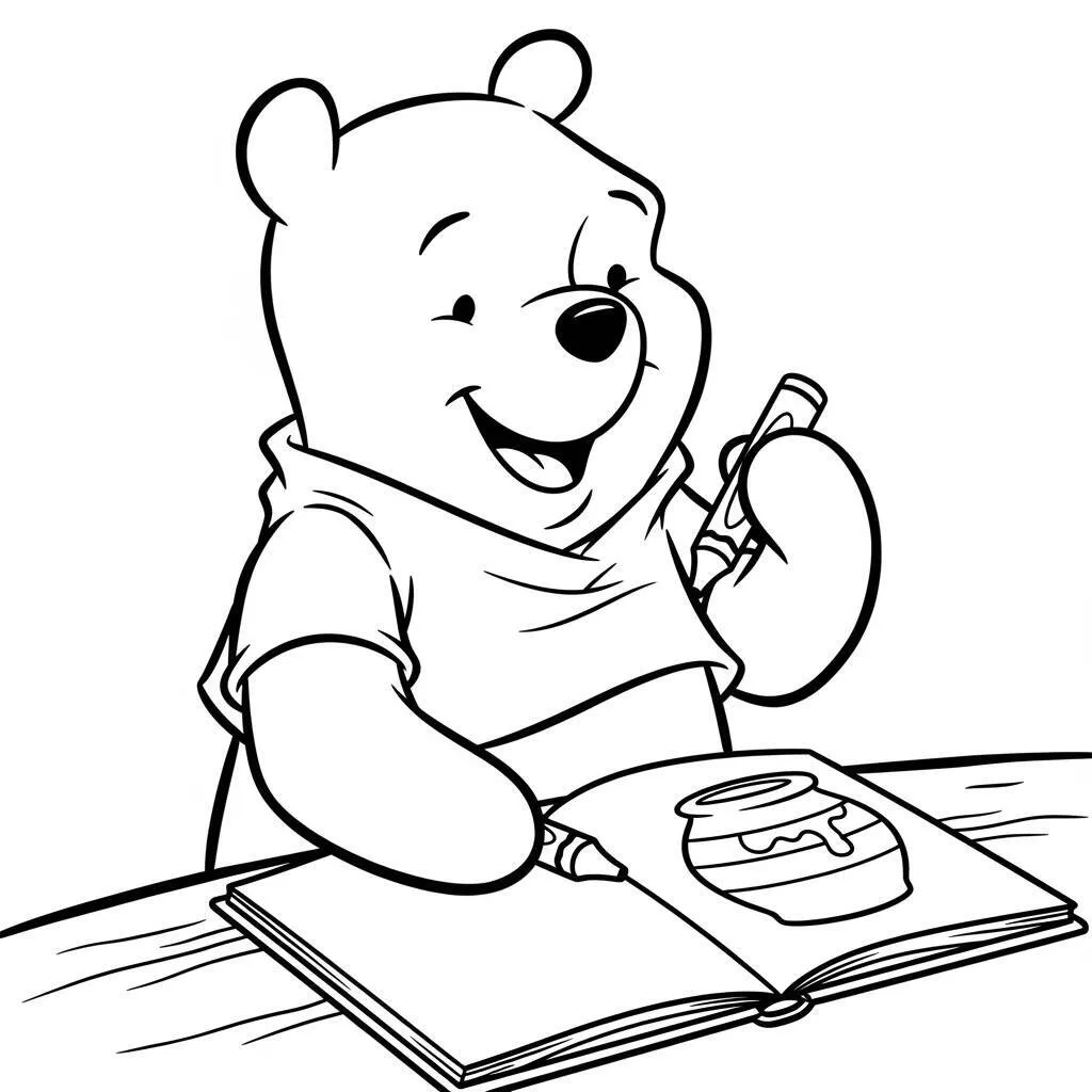 Desenho do Ursinho Pooh Sorrindo para Colorir