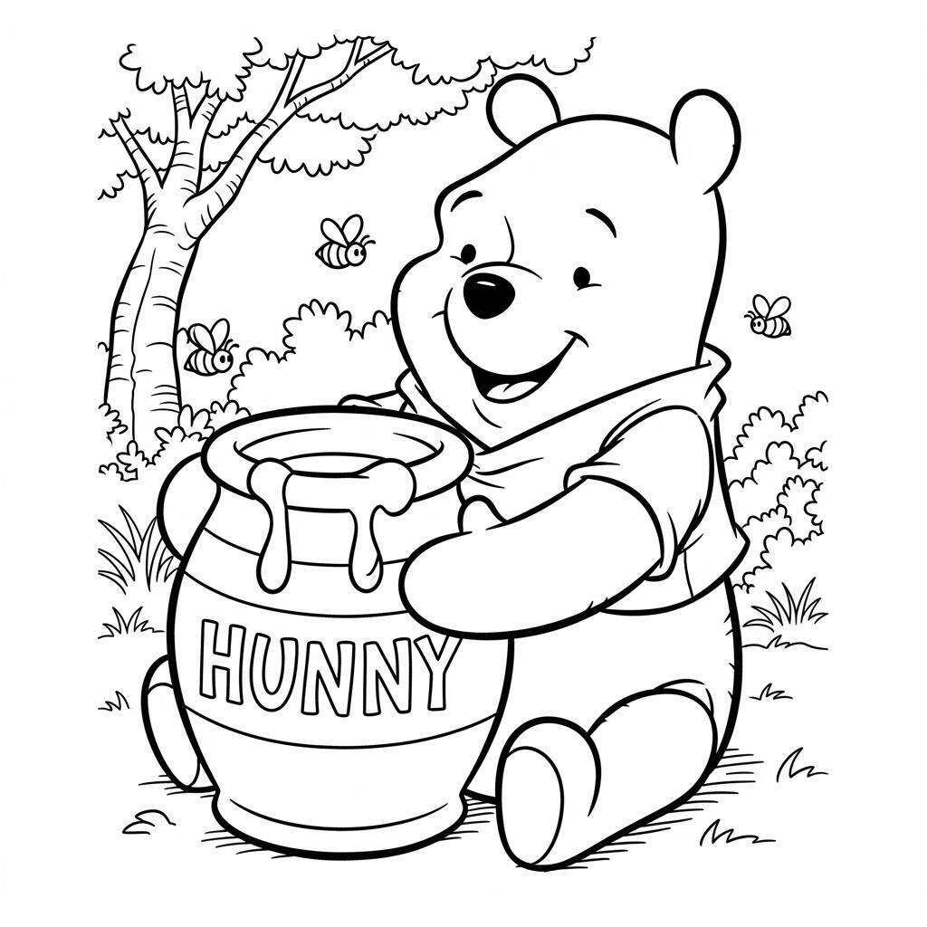 Winnie the Pooh mit Honig Malseite