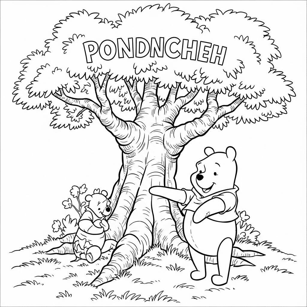 Ausmalbilder „Winnie Puuh und der Baum der Freundschaft“.