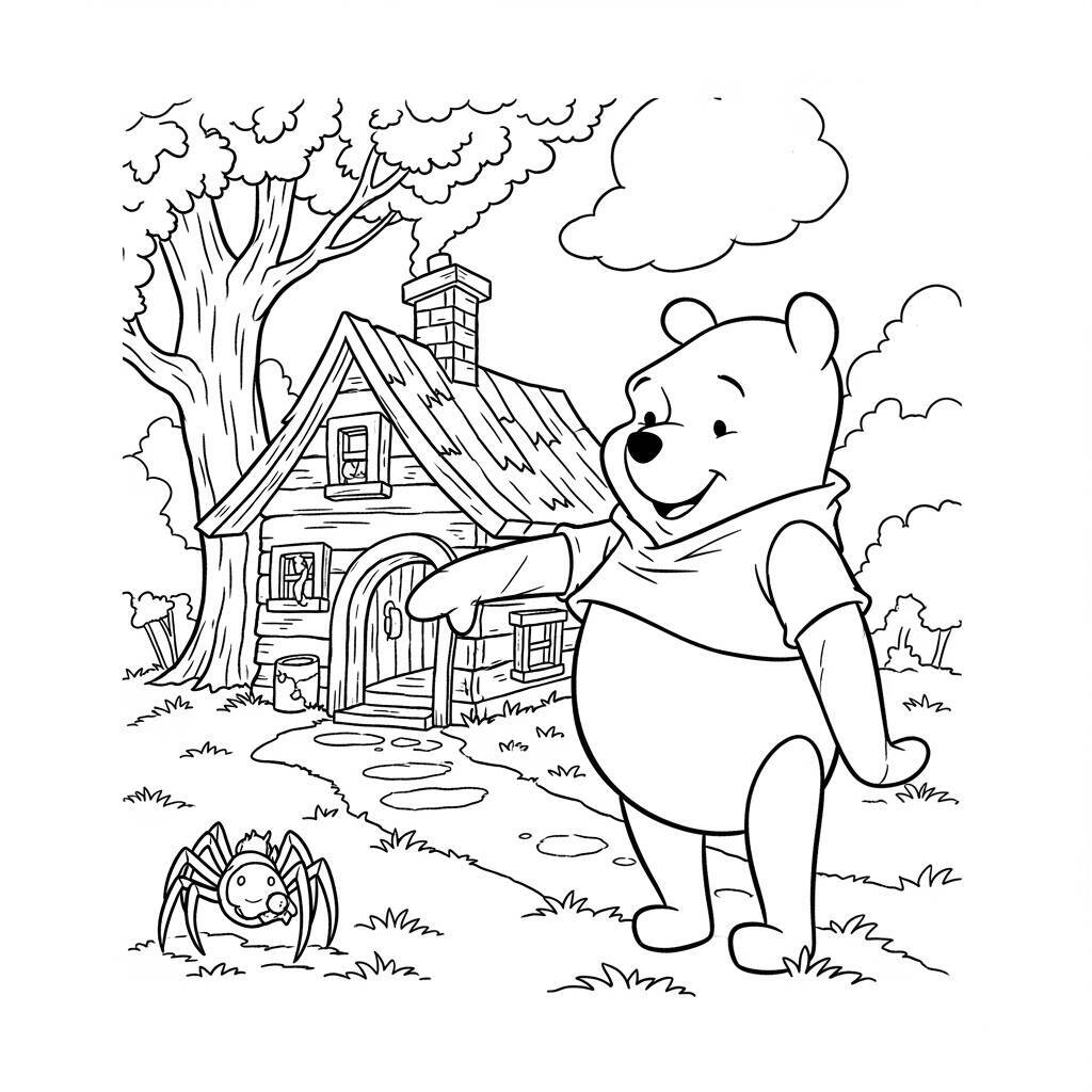 Ausmalbilder Winnie Puuh und das Spinnenhaus