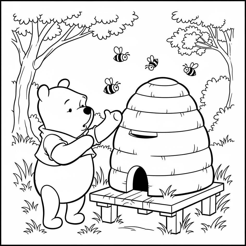 Ausmalbilder Winnie the Pooh und der Bienenstock