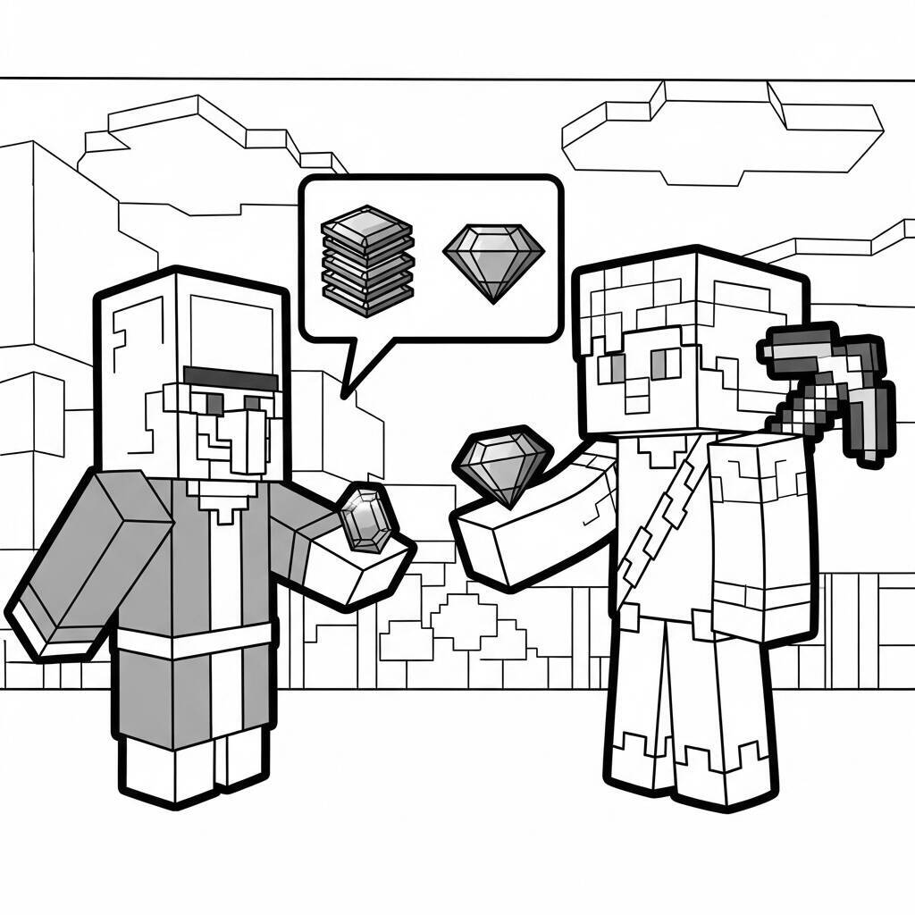 Desenho do Villager de Minecraft para Colorir
