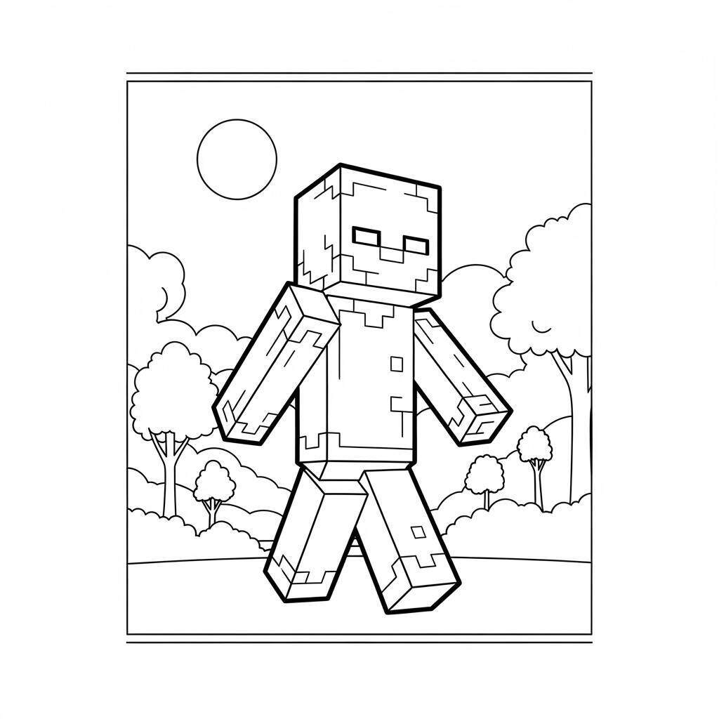 Desenho do Zumbi de Minecraft para Colorir