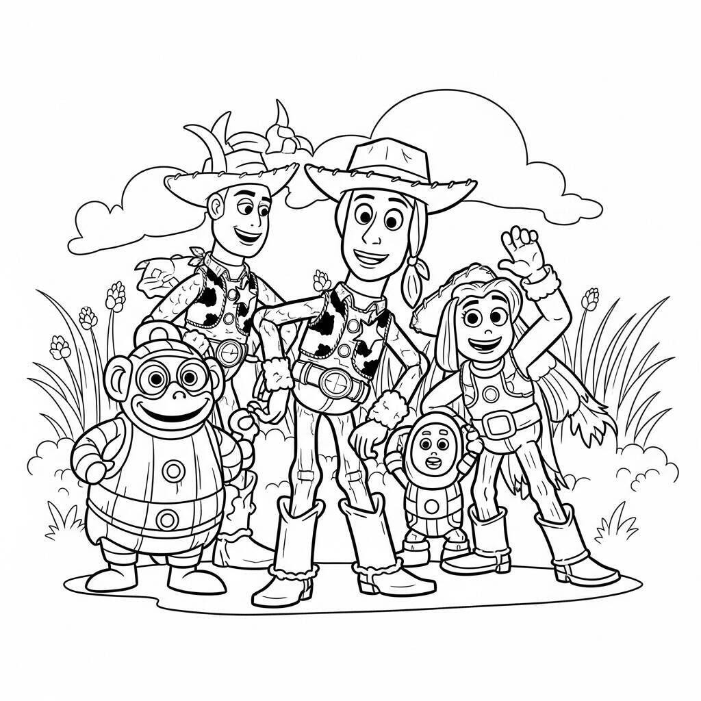 Desenho do jogo de esconde-esconde do Toy Story para Colorir
