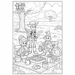 Desenho do piquenique do Toy Story para Colorir
