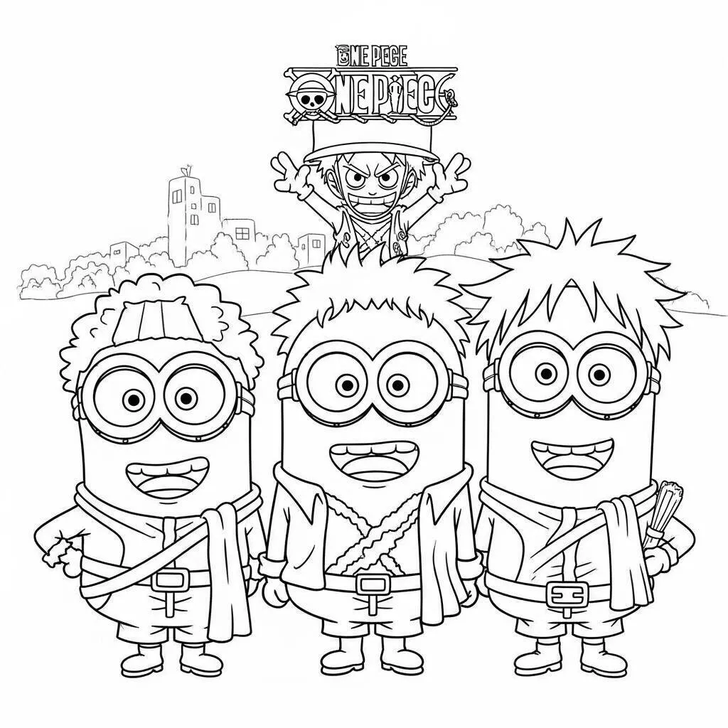 Desenho dos Minions de One Piece para Colorir