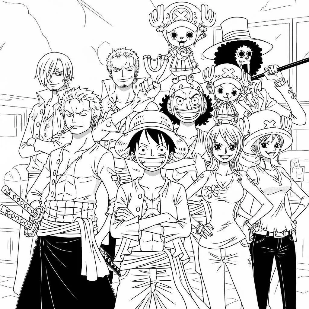 Desenho dos Piratas do Chapéu de Palha para Colorir