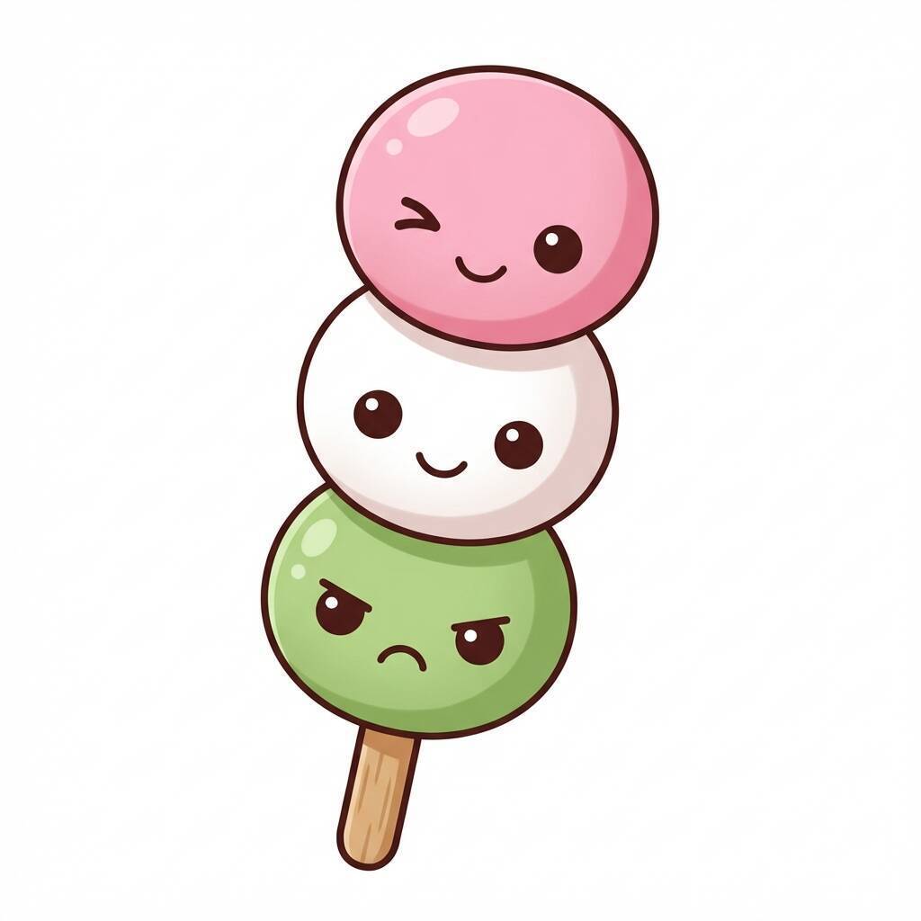 Desenho fácil de um sorvete com rostos sorridentes