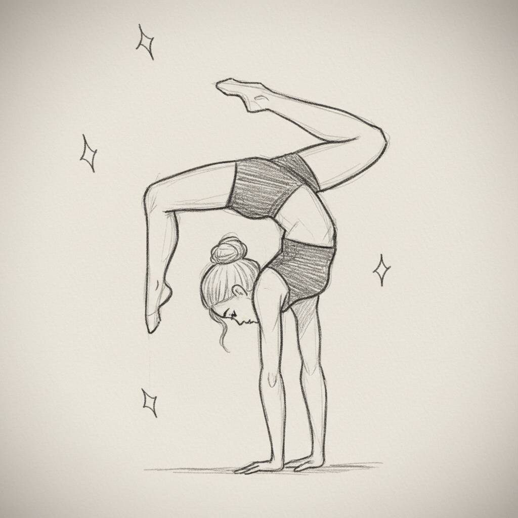 Desenho fácil de uma bailarina em pose de flexibilidade
