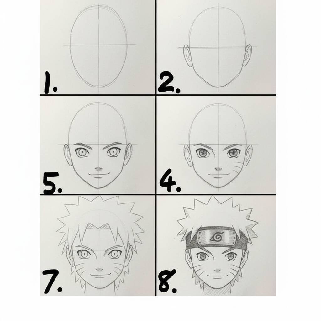 Desenho passo a passo de Naruto para colorir