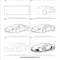 Desenho passo a passo de um carro para colorir
