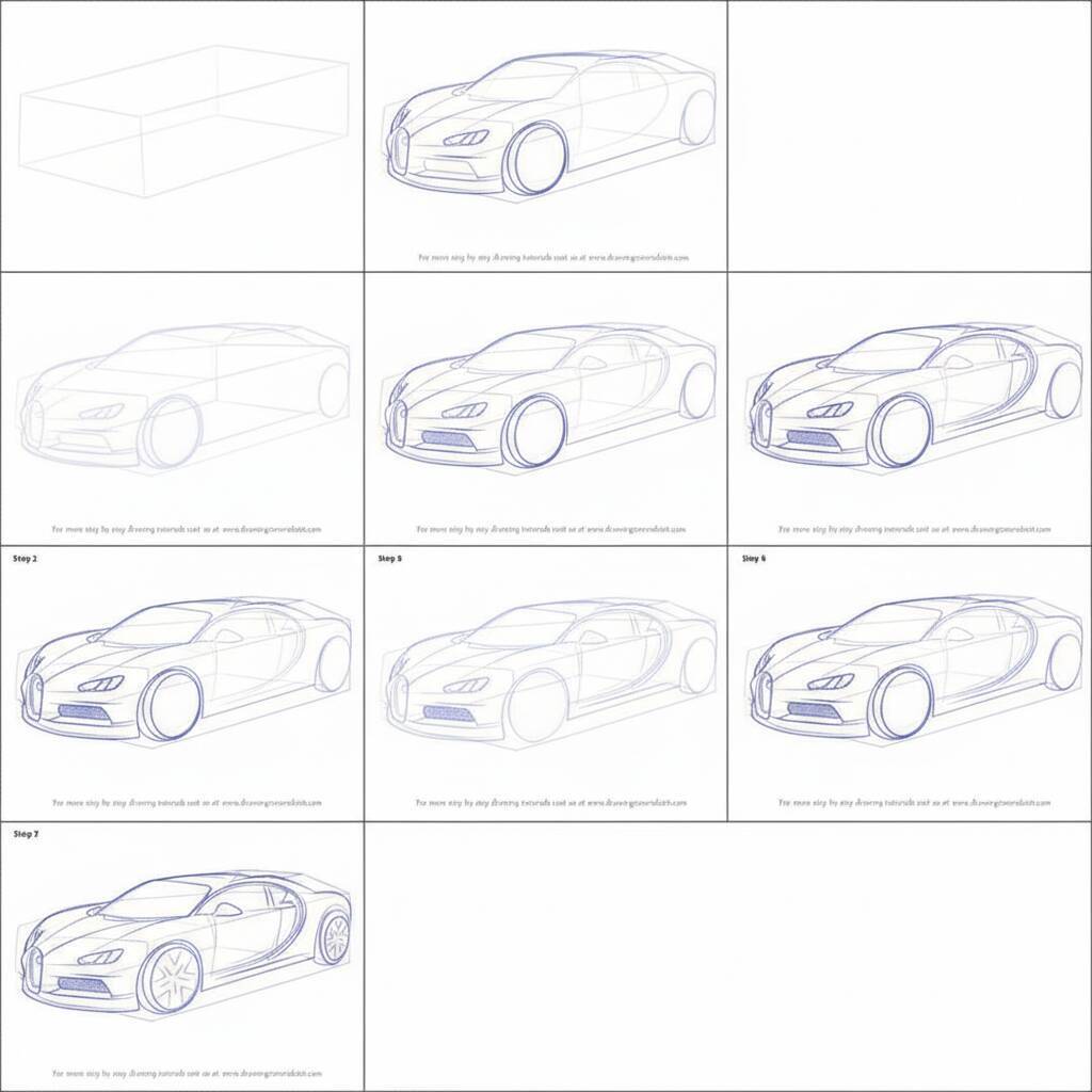 Desenho passo a passo de um carro para colorir