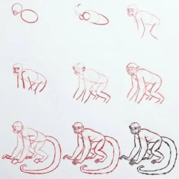 Desenho passo a passo de um macaco para colorir