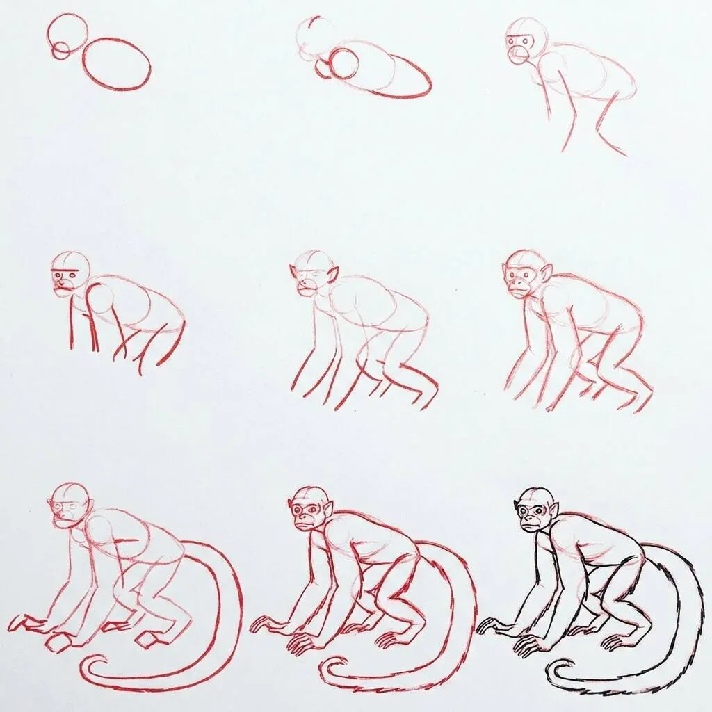 Como Desenhar Passo a Passo um macaco passo a passo Desenho passo a passo de um macaco para colorir