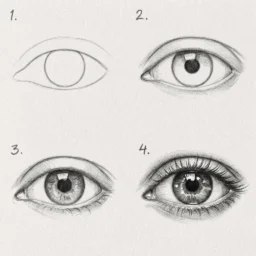 Desenho passo a passo de um olho detalhado