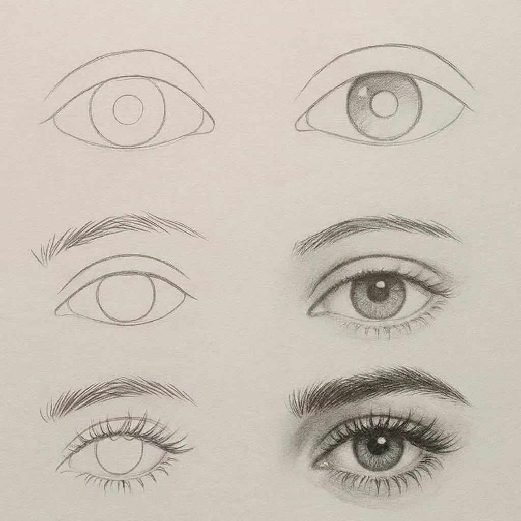 Desenho passo a passo de um olho para colorir