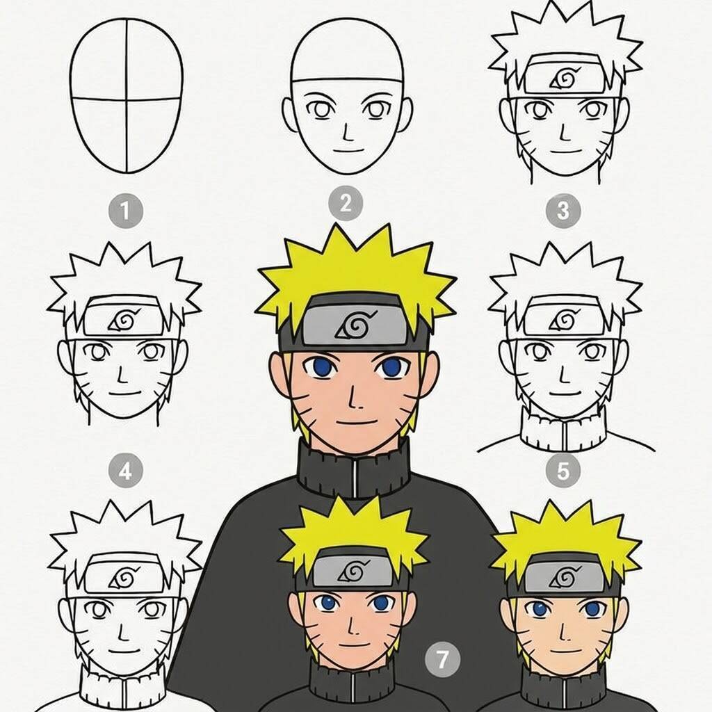 Desenho passo a passo de um personagem de anime para colorir