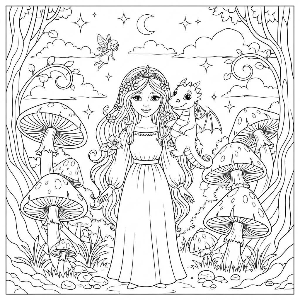 Garota de Contos de Fadas para Colorir