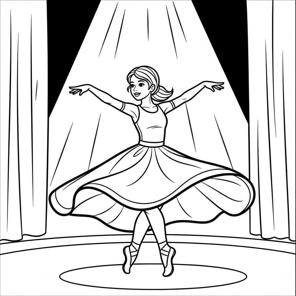 Garota de Dança em Performance para Colorir