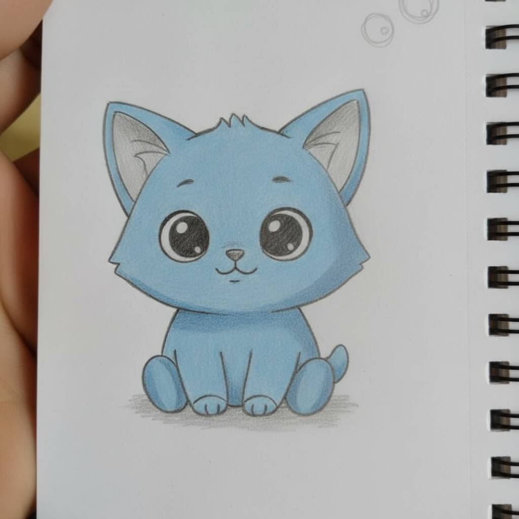 Gatinho Fofo e Sorridente para colorir